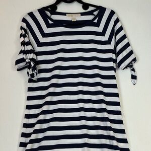 Michael Kors women’s classic navy white stripe signature monogram summer dress M